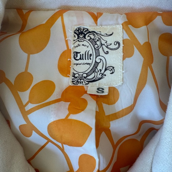 Tulle Cream Trench Coat with Orange Lining - Picture 2 of 3